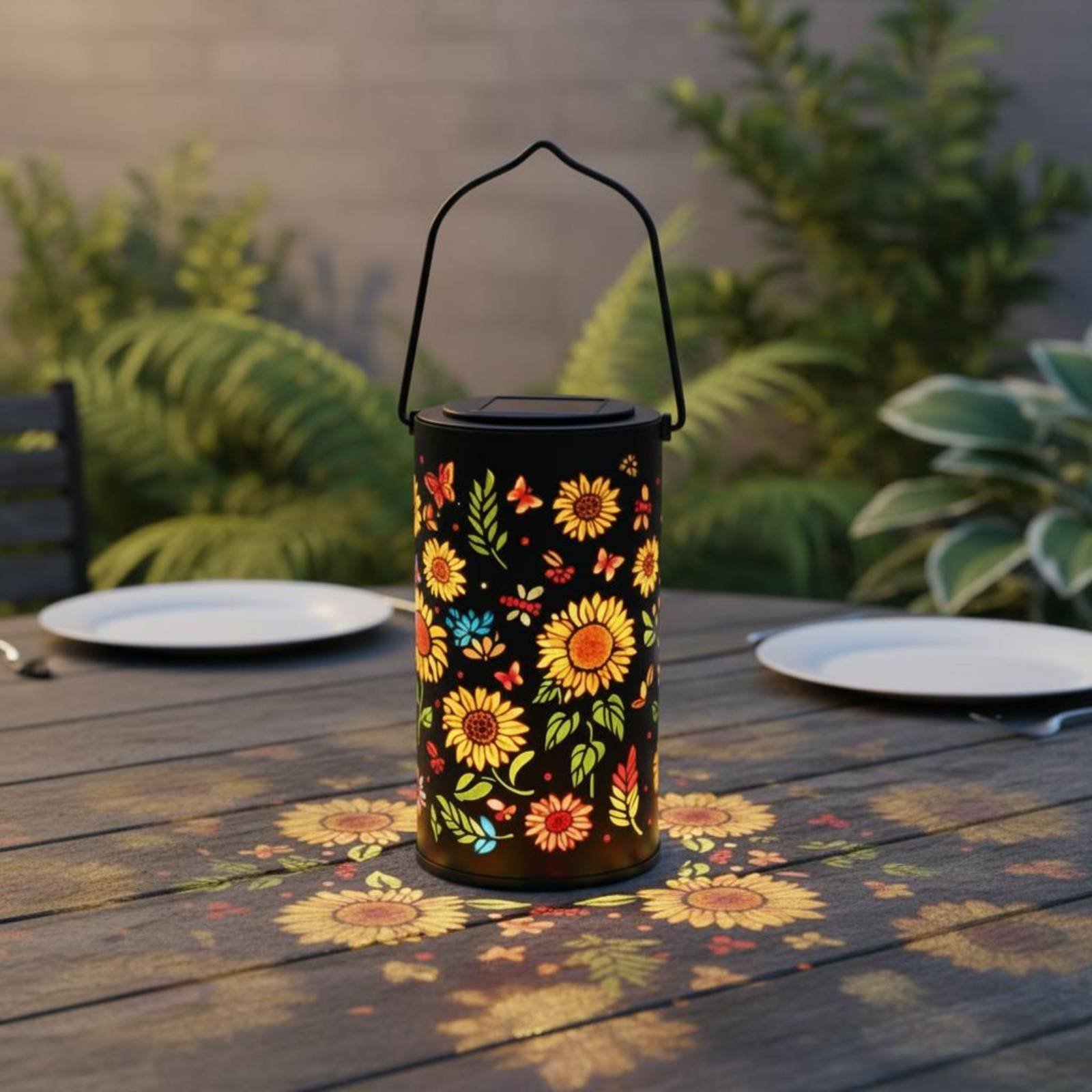 Solar Lantern Hanging - فانوس شمسي ملون بتصميم شعاع الشمس،