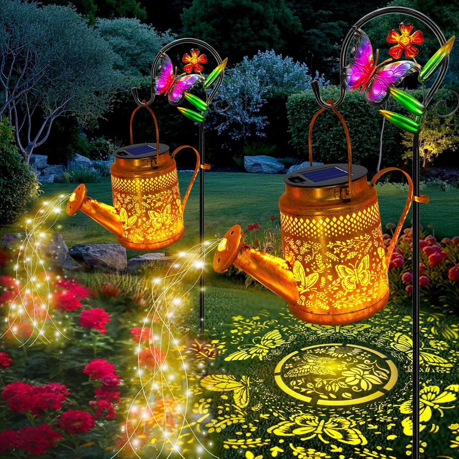 Solar Lantern Hanging - مجموعة من 2 مصابيح شمسية كبيرة