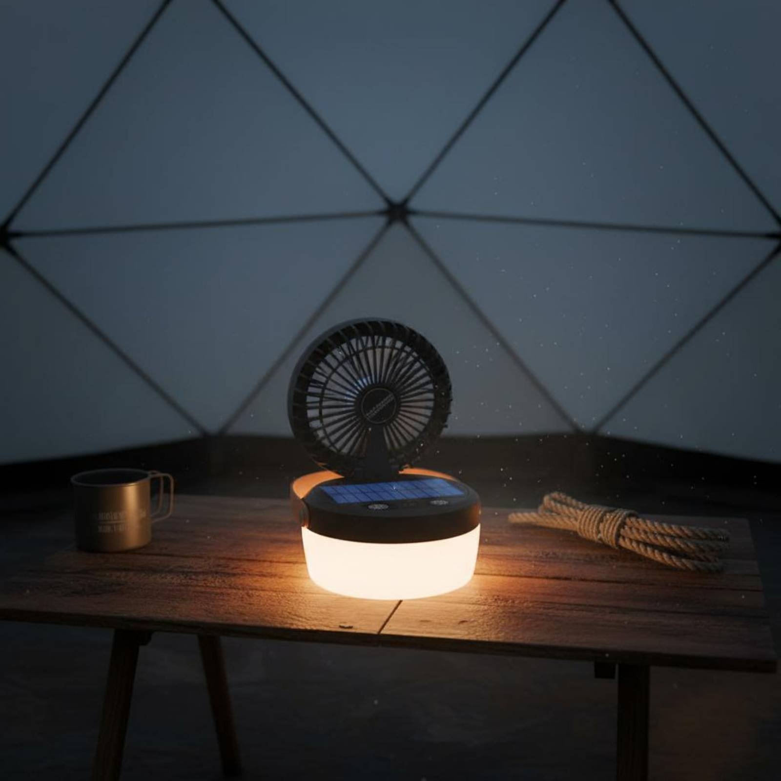 Solar Lantern Hanging - مروحة تخييم تعمل بالطاقة الشمسية مع