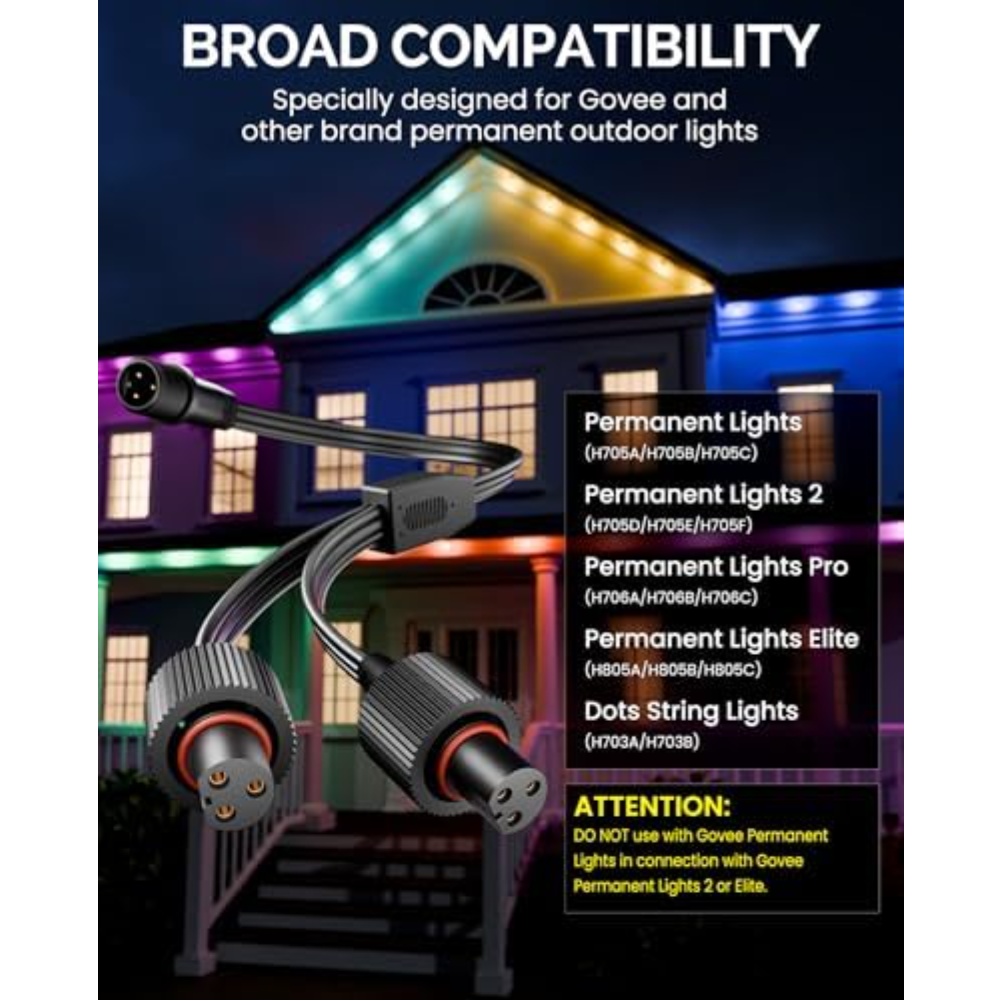 Outdoor Lighting Extension Cord - سلك مقسم الطاقة المقاوم للماء على