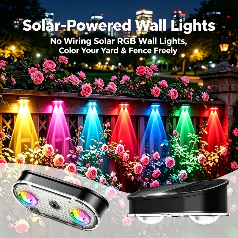 Outdoor Lighting Linear - مصباح سياج شمسي RGB بدرجة حماية