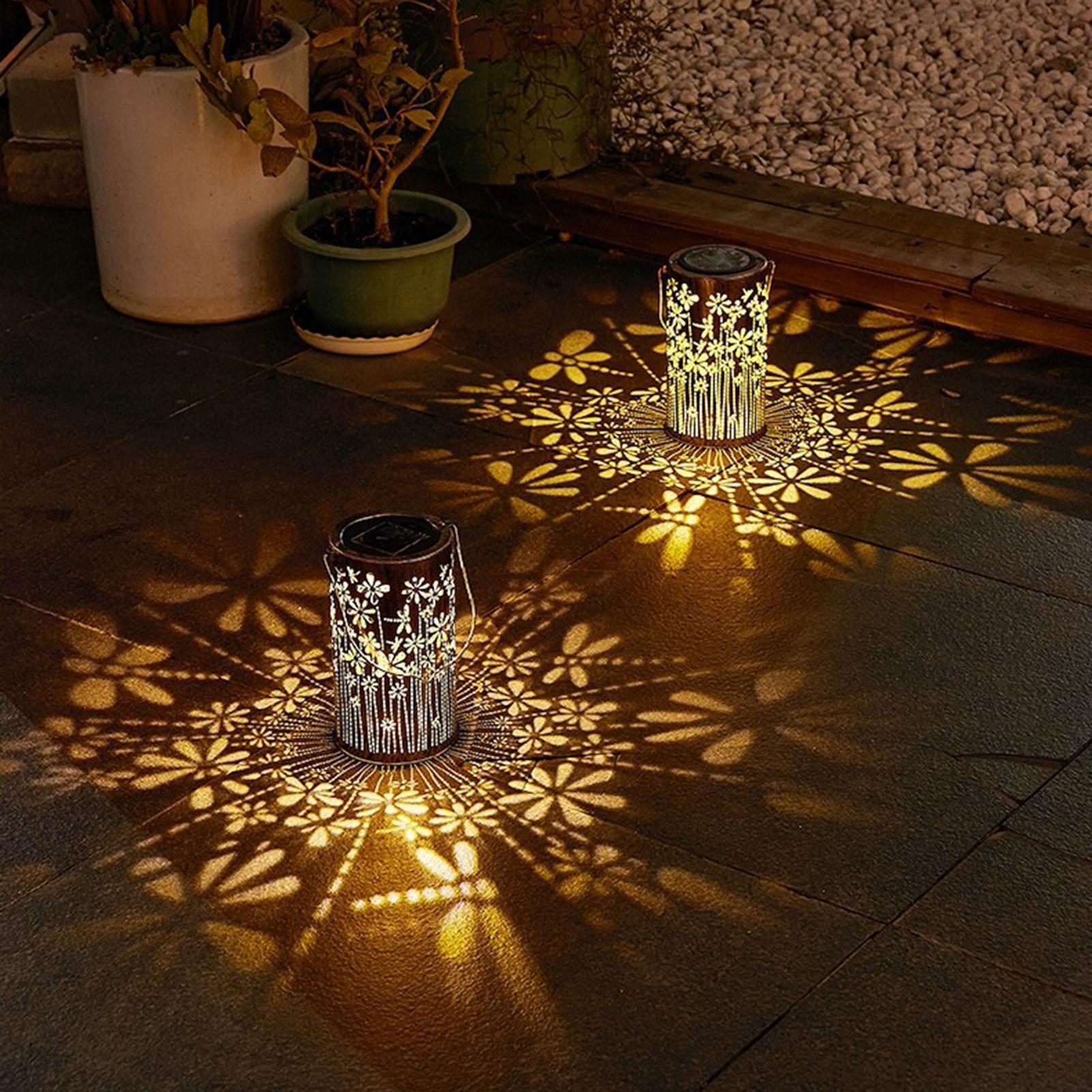 Outdoor Lighting Pathway - فوانيس شمسية ملونة على شكل زهور