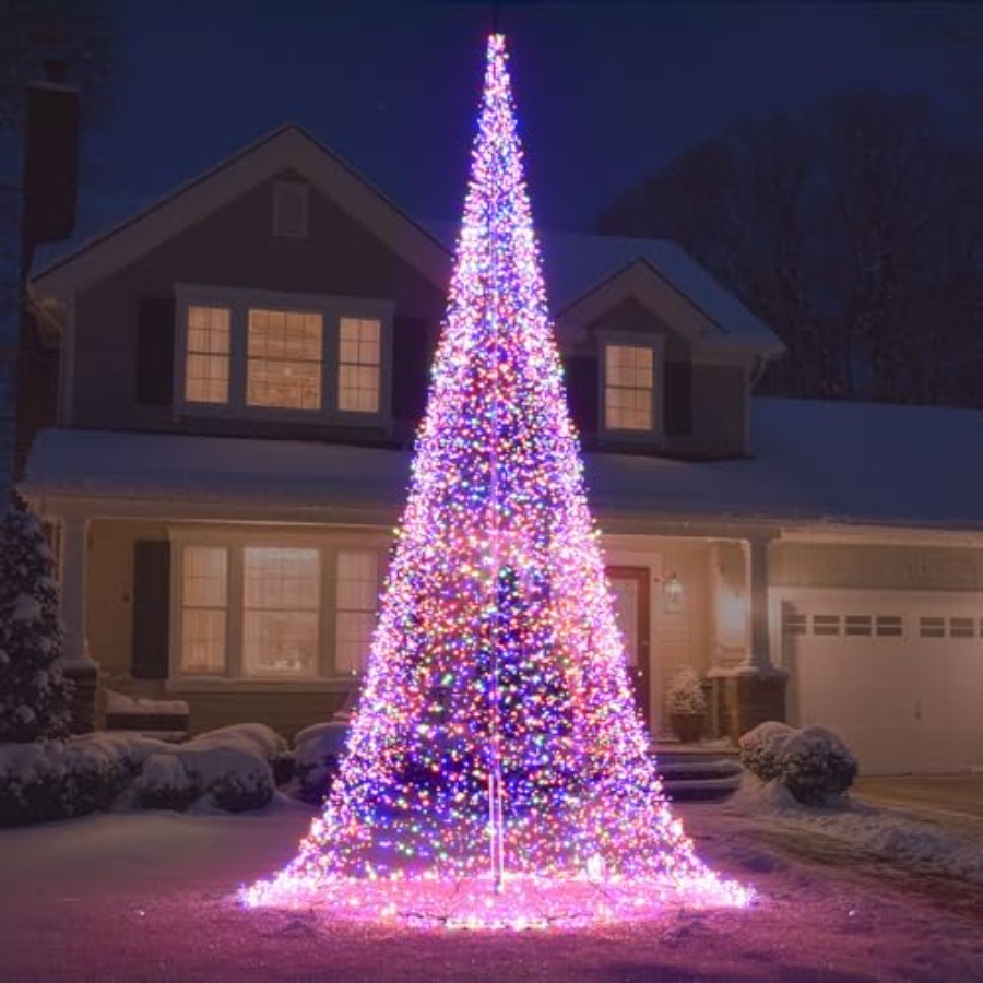 Outdoor Lighting For Christmas - عمود علم خارجي مع إضاءة LED