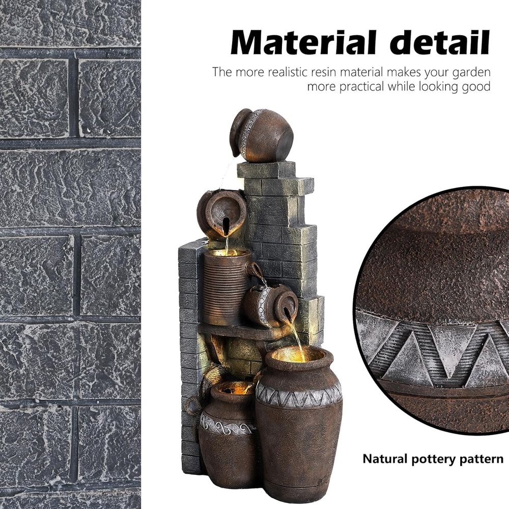 نافورة مياه متدرجة من الراتنج  - مراجعة Outdoor Lighting For Backyard وسعره