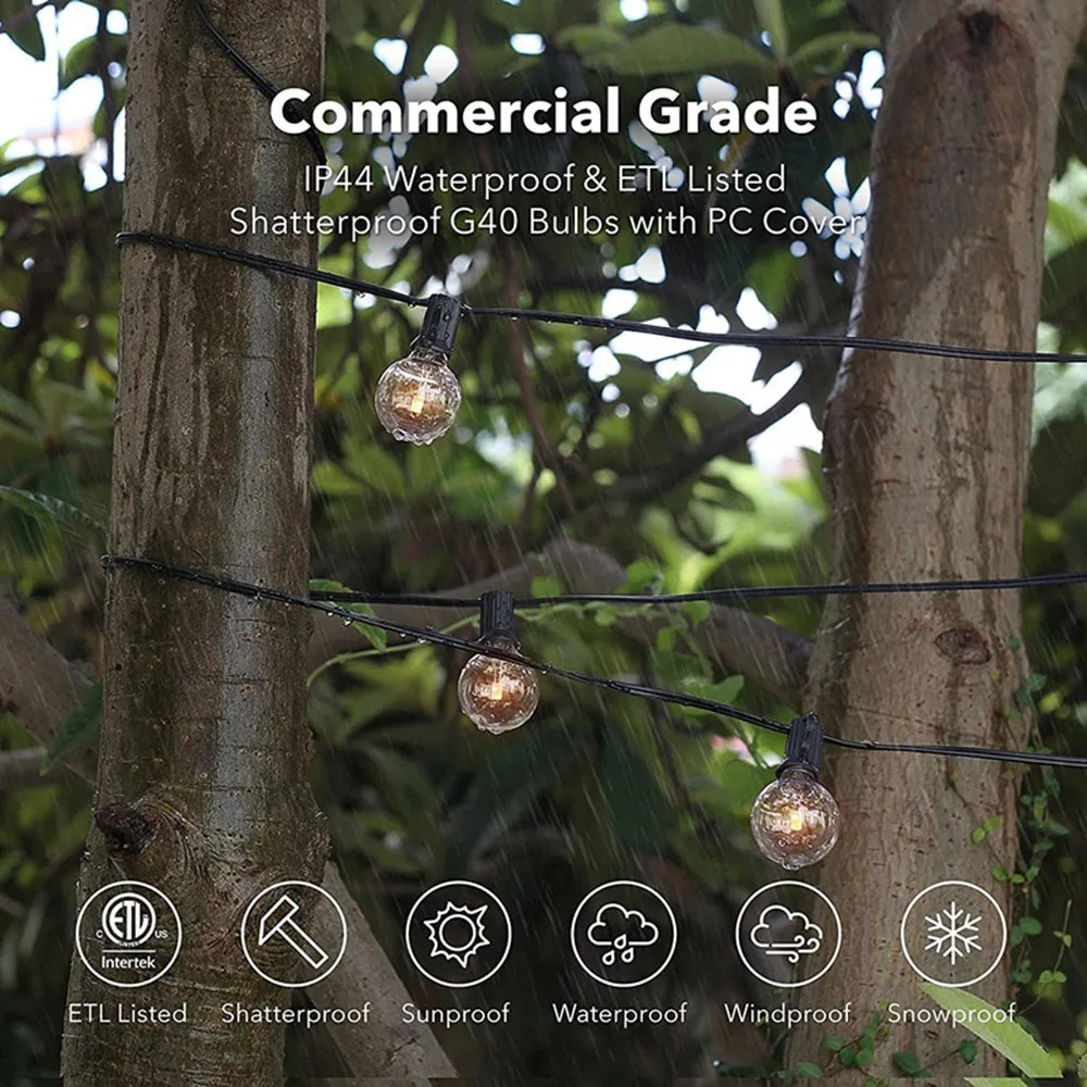 أضواء خيطية كروية G40 بطول 8 م - مراجعة Outdoor Lighting For Backyard وسعره