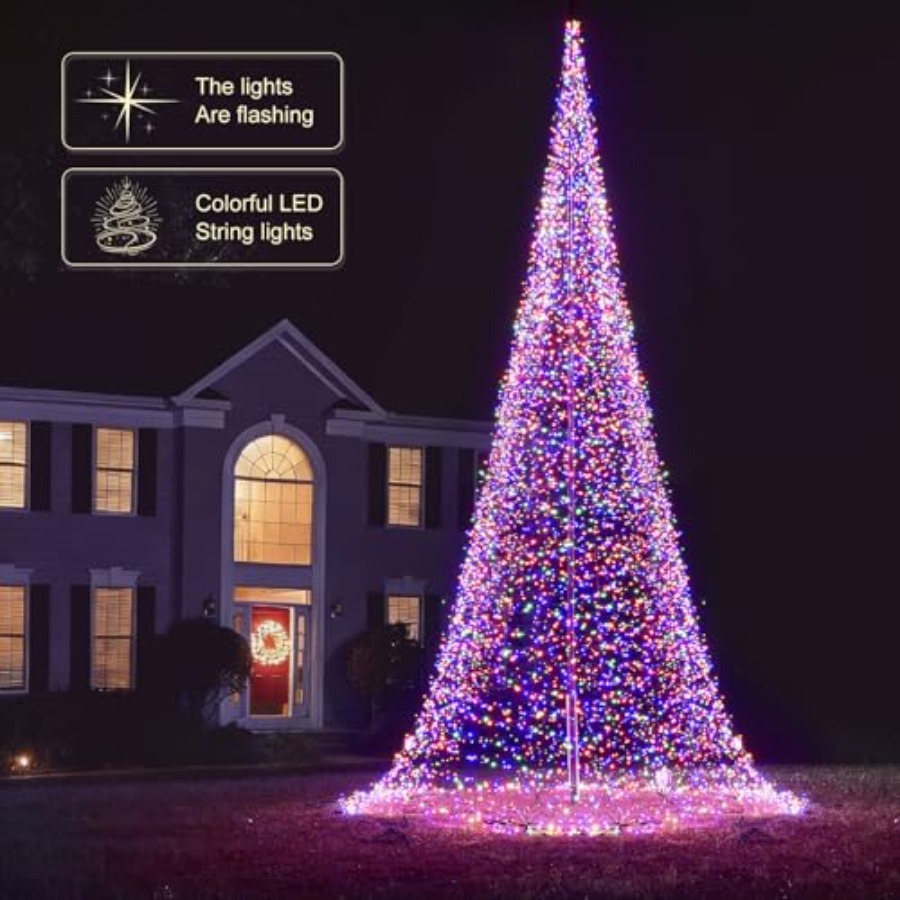 عمود علم خارجي مع إضاءة LED لش - مراجعة Outdoor Lighting For Christmas وسعره