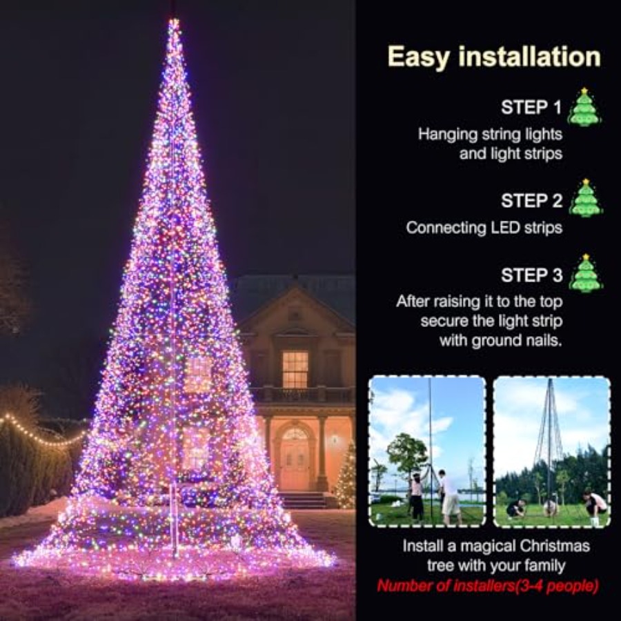 عمود علم خارجي مع إضاءة LED لش - مراجعة Outdoor Lighting For Christmas وسعره