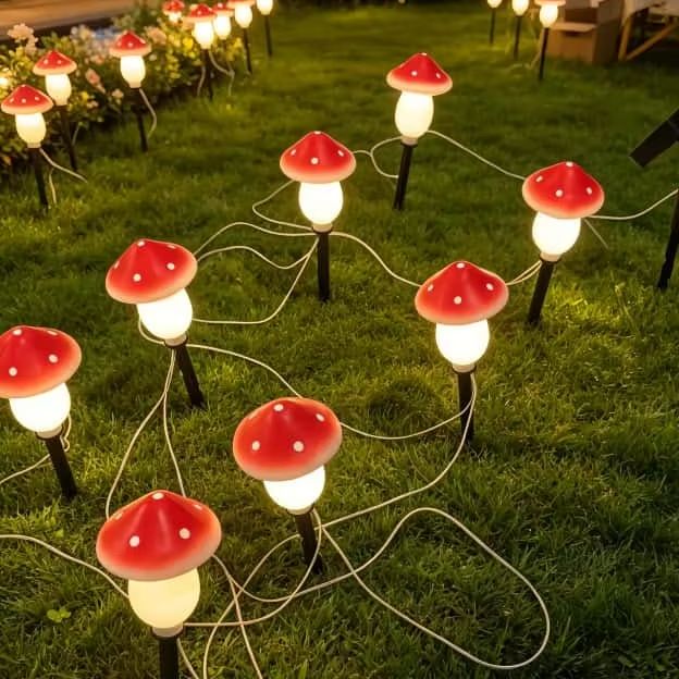 أضواء زينة شمسية على شكل فطر م - مراجعة Outdoor Lighting For Christmas وسعره