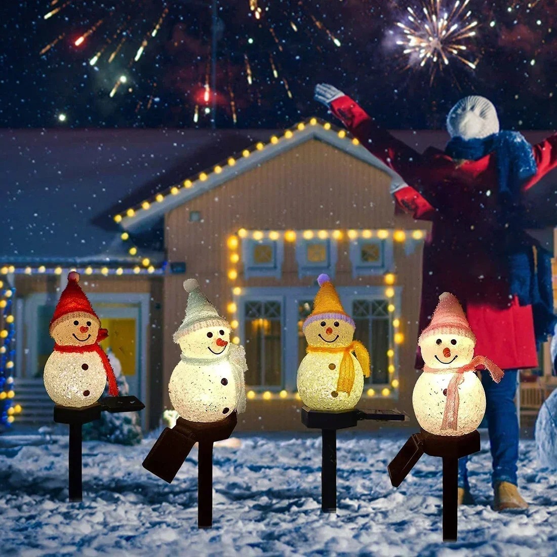 مصباح حديقة شمسي على شكل رجل ا - مراجعة Outdoor Lighting For Christmas وسعره